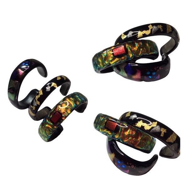 Kirkland Artist Co-Op - Vintage Dichroic Glass Cuff Bracelet - OS - Picture 11 of 15